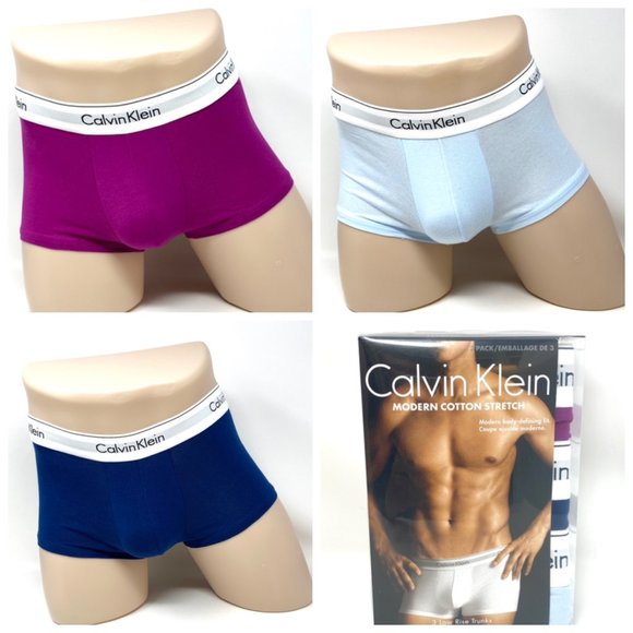 💖MEGA SALE💖🌿Sale🌿 Calvin Klein 3 Pack Men Cotton   Rise Trunk Blue NB1085907 - Picture 1 of 9